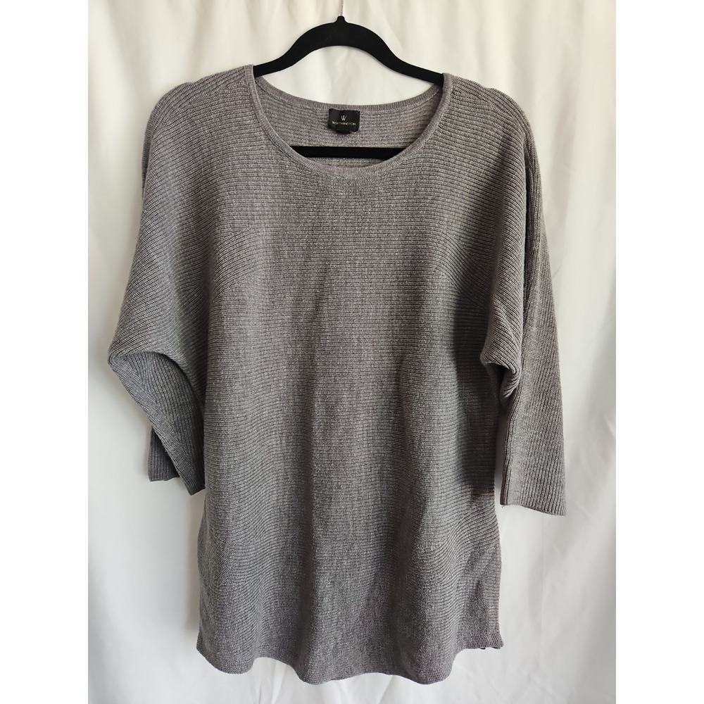 Worthington Women Large Sweater Gray 3/4 Sleeve